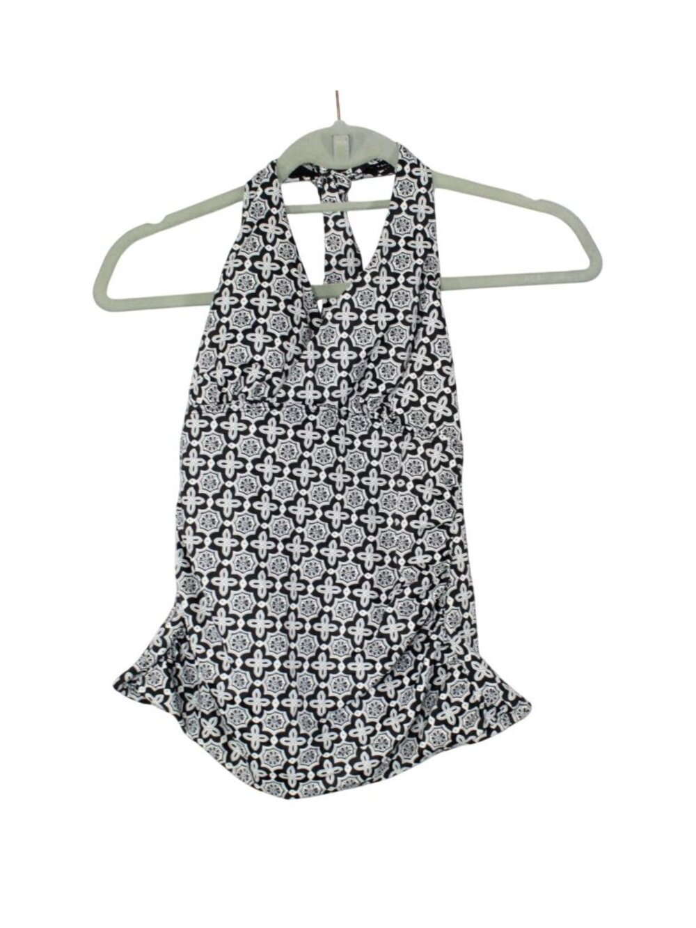 LL Bean UPF 50 Printed Halterneck Summer Pool Beach Swimwear Tankini Top Size 4